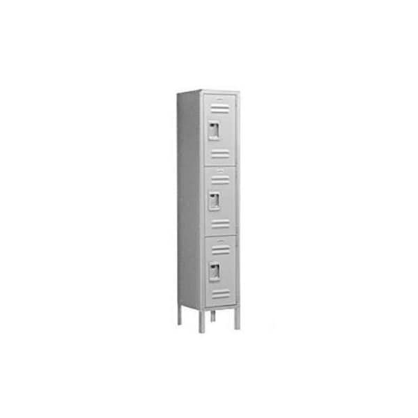 Salsbury Industries 63155GY-U 12 in. W x 66 in. H x 15 in. D Standard Metal Locker-Triple Tier-1 Wide-Gray-Unassembled 63155GY-U - main